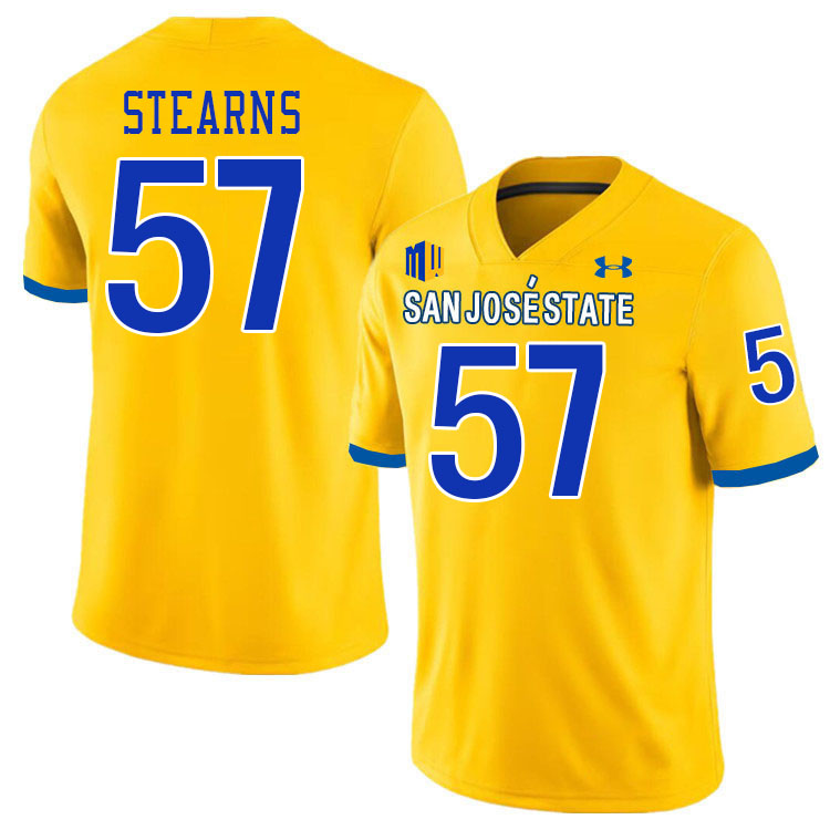 #57 Justin Stearns SJSU Jersey,San Jose State Spartans Football Jersey College Uniforms-Gold